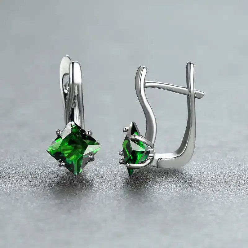 Women's copper earrings with zircon diamond design in three colour options