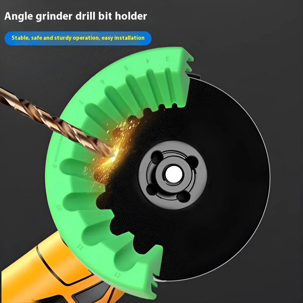 Yellow, green and black angle grinder grinding bit bracket holders for silicon sealant tools