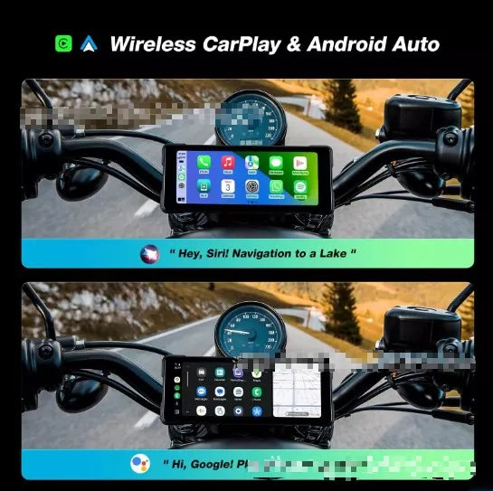 6.86-inch motorcycle CarPlay recorder with IP68 waterproof shell and dual 1080P cameras