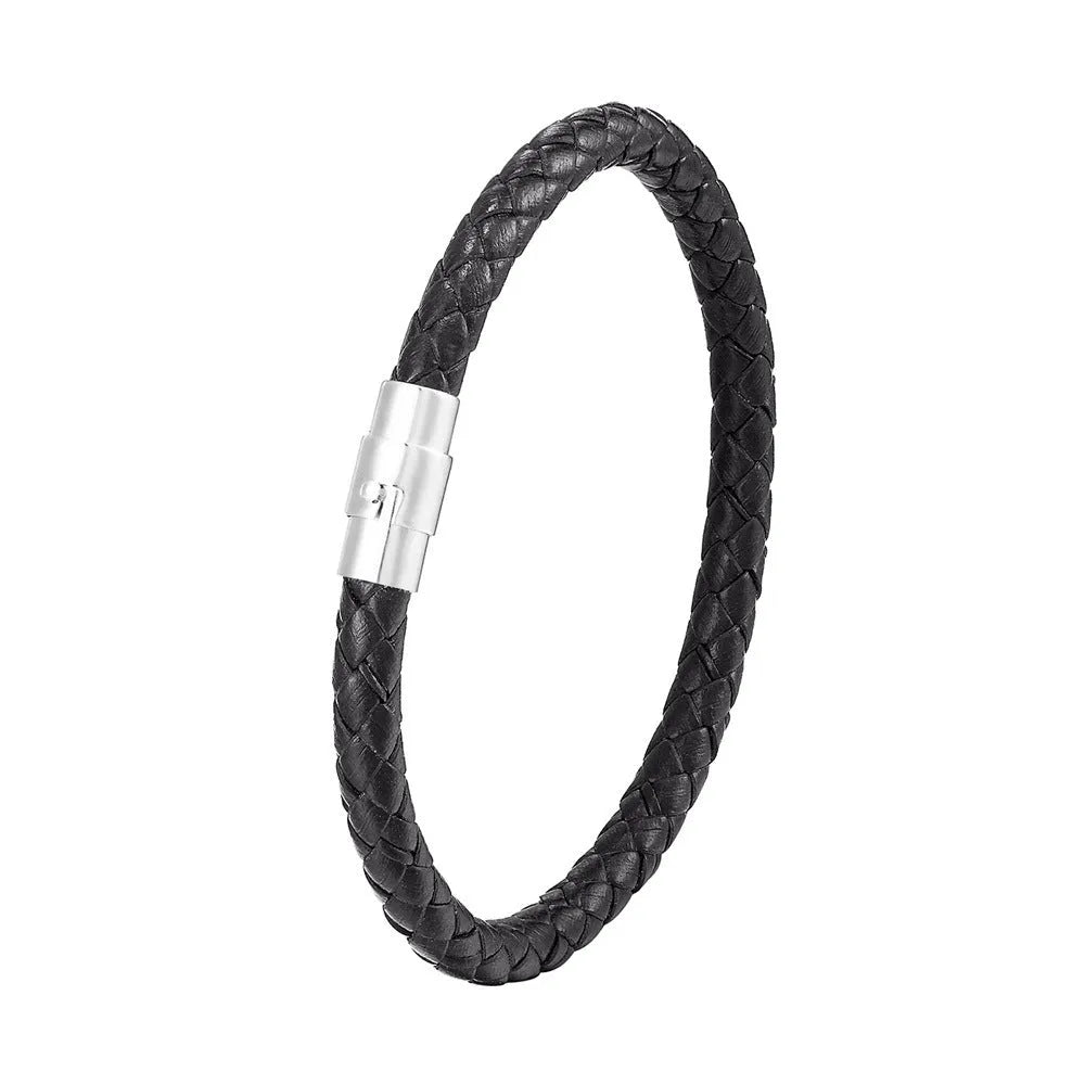 Titanium steel wire bracelet with magnetic clasp in geometric design showing line patterns