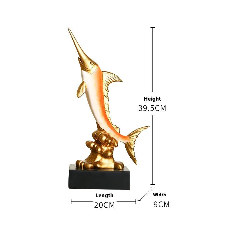 European swordfish decorative ornament in resin and plastic with four colour options