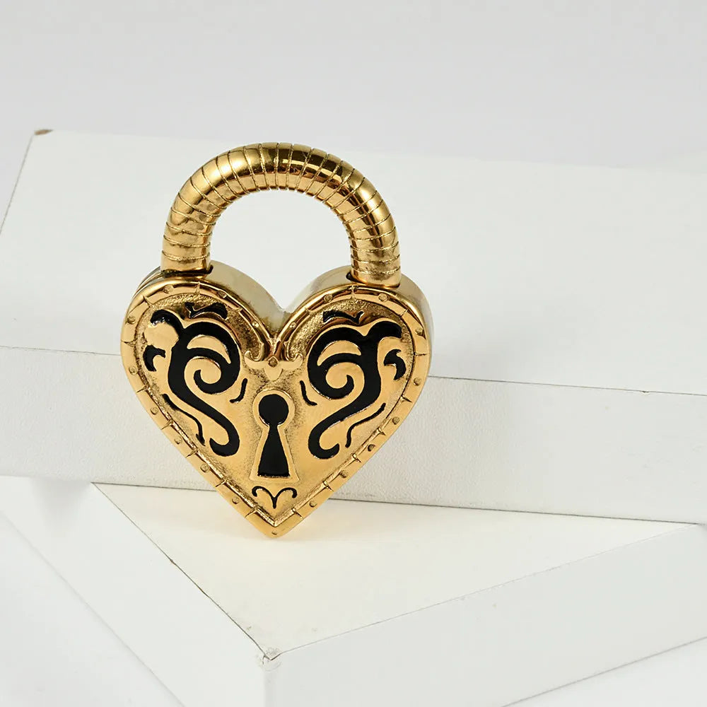 Women's heart-shaped stainless steel earrings with gold or steel electroplated finish