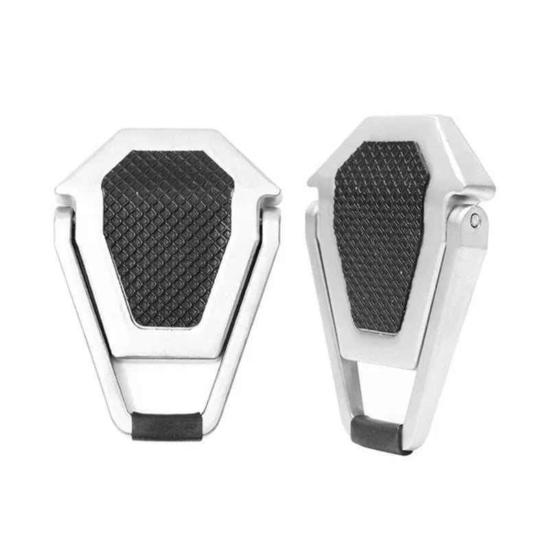 Aluminum alloy foldable laptop bracket shown in silver colour beside measuring tape showing 4.8cm width