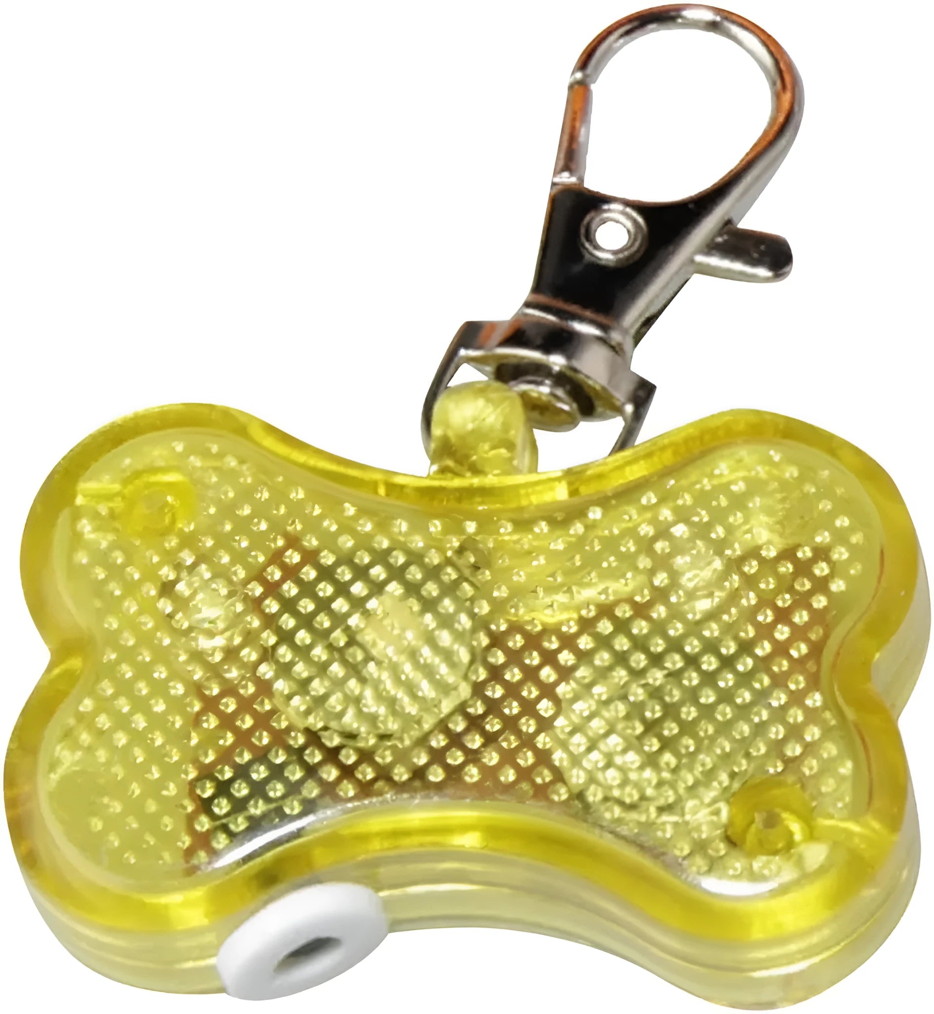 Blue LED bone-shaped luminous pendant attached to a dog collar with three lighting mode options