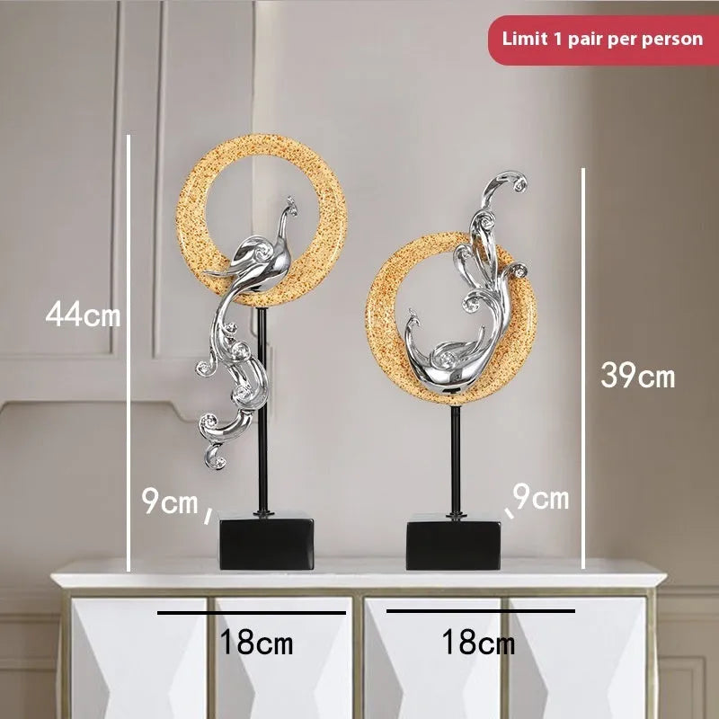 Light luxury synthetic resin phoenix ornament in rose gold silver or red european style craft