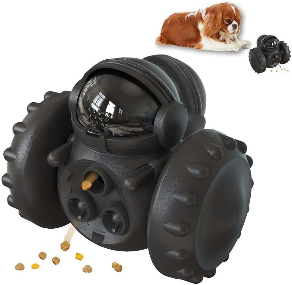 Self-balancing interactive dog treat dispenser toy in five colour options for small pets