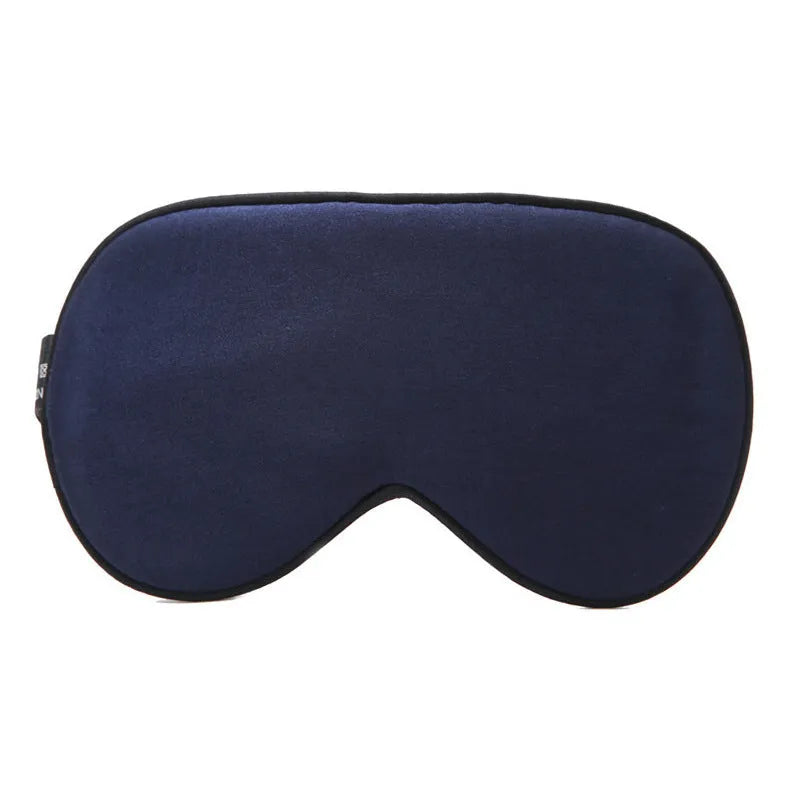 Double-sided mulberry silk sleep eye mask with embroidered printed pattern in various colours.