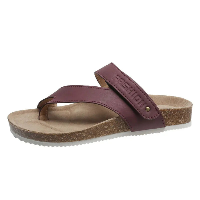 Flat toe ring thick-soled flip-flops in artificial PU with foam sole, shown in blue colour