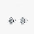 Pair of 925 sterling silver water drop shaped stud earrings with diamond process finish for women