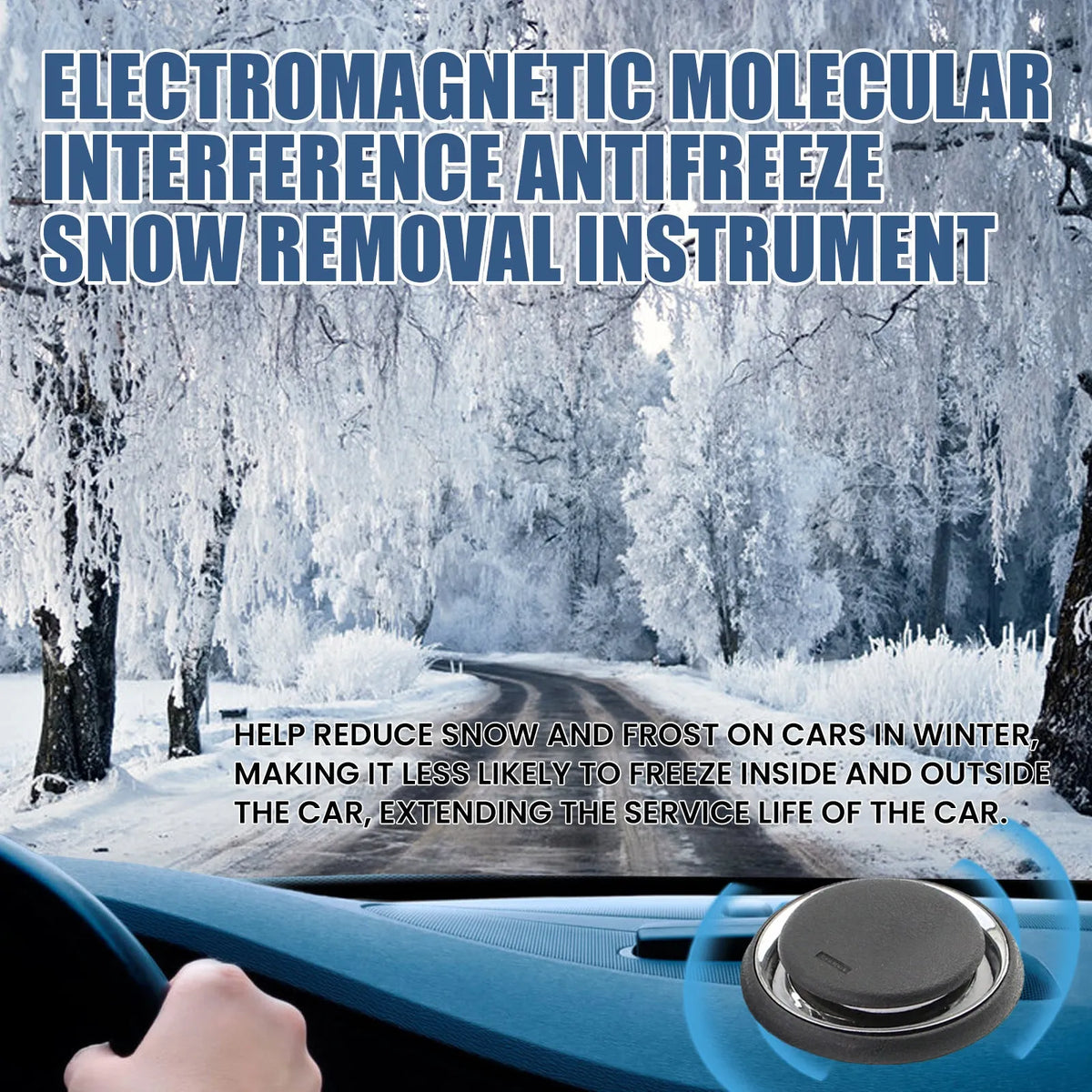 Black handheld portable car deicing instrument for melting windscreen ice and snow