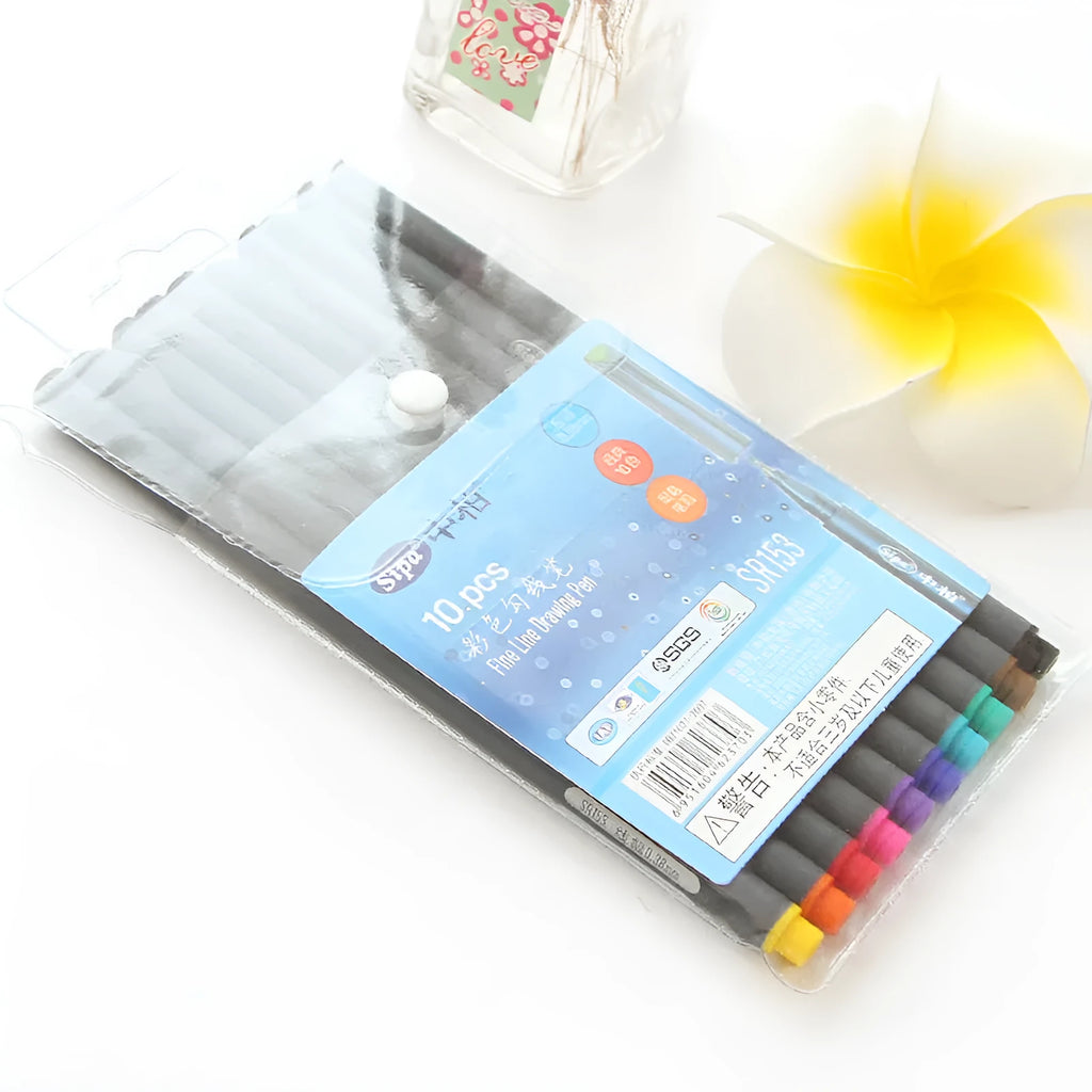 10 hook line pens with 0.38mm needle tips for technical drawing work