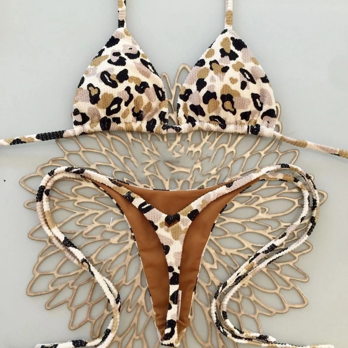 Women's printed bikini swimsuit with cotton lining in brief style for swimming sports