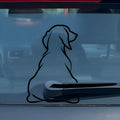 Black and white cartoon dog rear windscreen wiper vinyl sticker set for cars showing dimensions