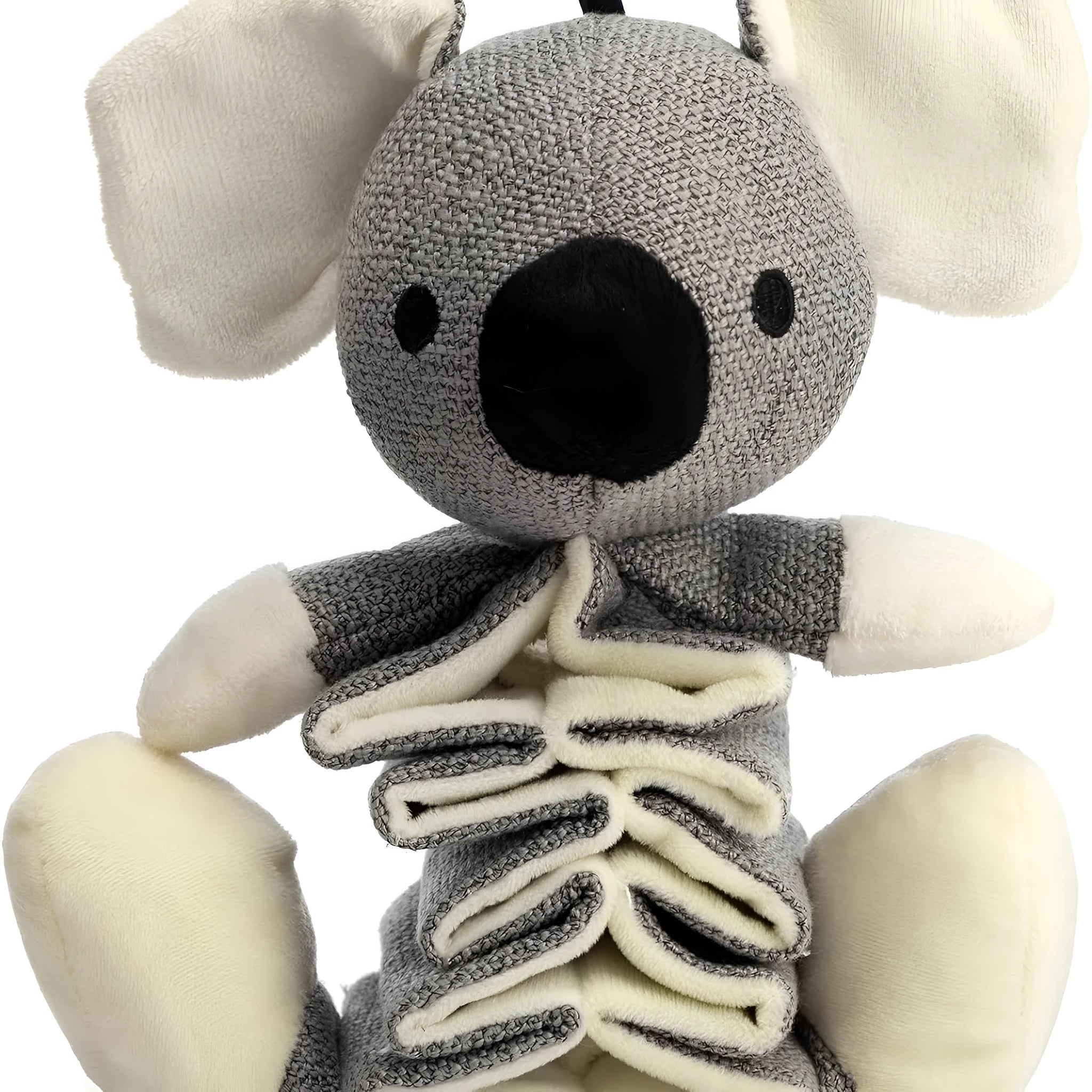 Grey koala plush dog toy measuring 30cm with crinkle paper inside