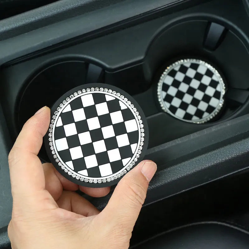 PVC plastic car cup holder coaster mat in a choice of four pattern designs.