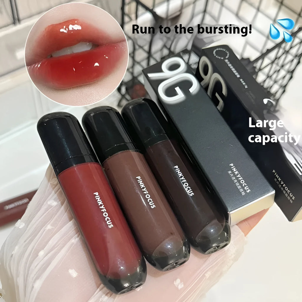 Black Citrus Mirror Lip Lacquer in six shades including tomato, orange brown and rose