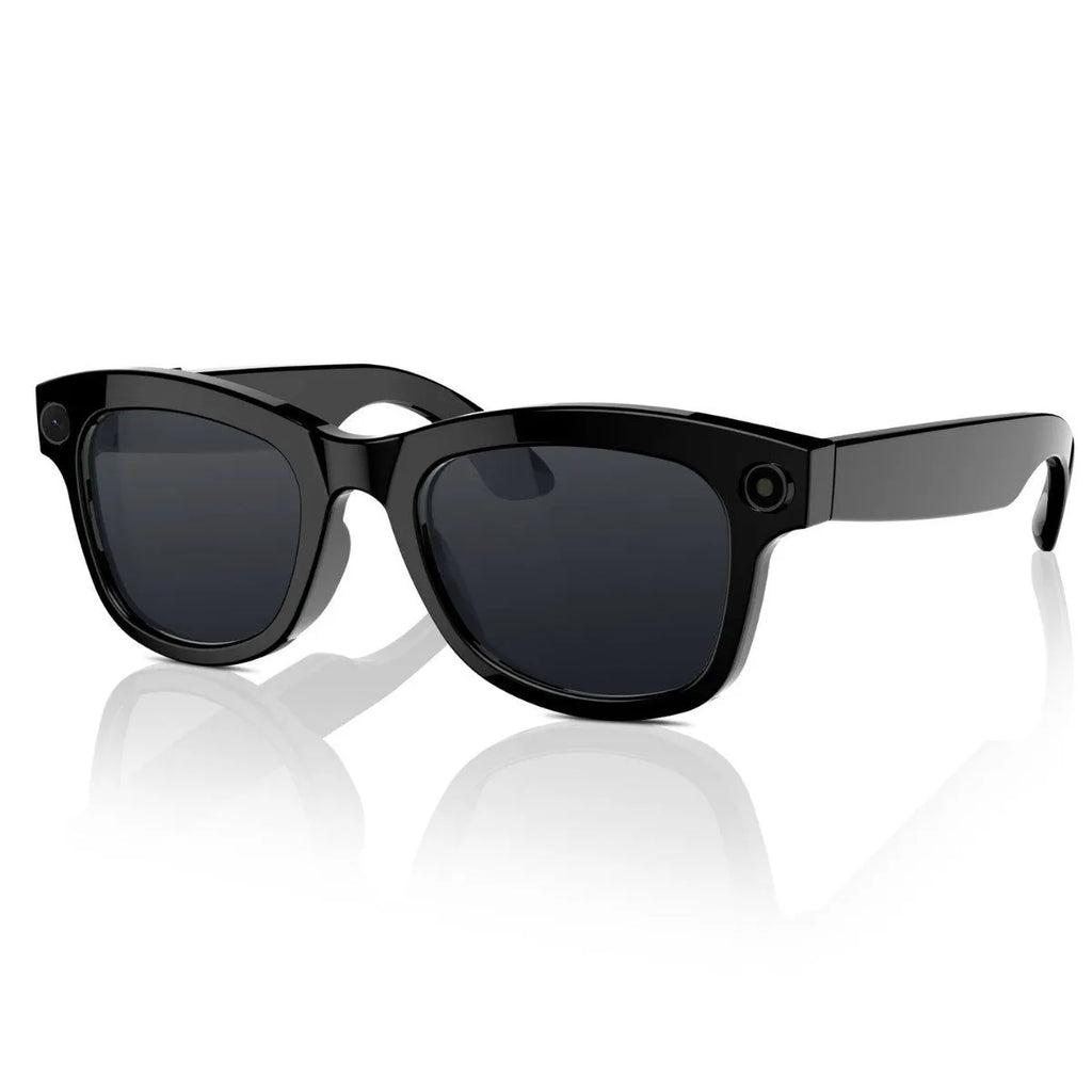 M01 AI Translation Video Glasses with HD camera on black and transparent lens options