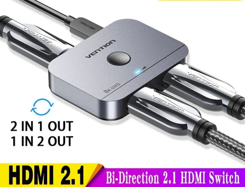 Alloy HDMI cable splitter for computer to television HD audio and video conversion in black or grey