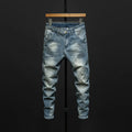 Men's slim fit skinny jeans in dark blue and light blue with micro elasticity fabric