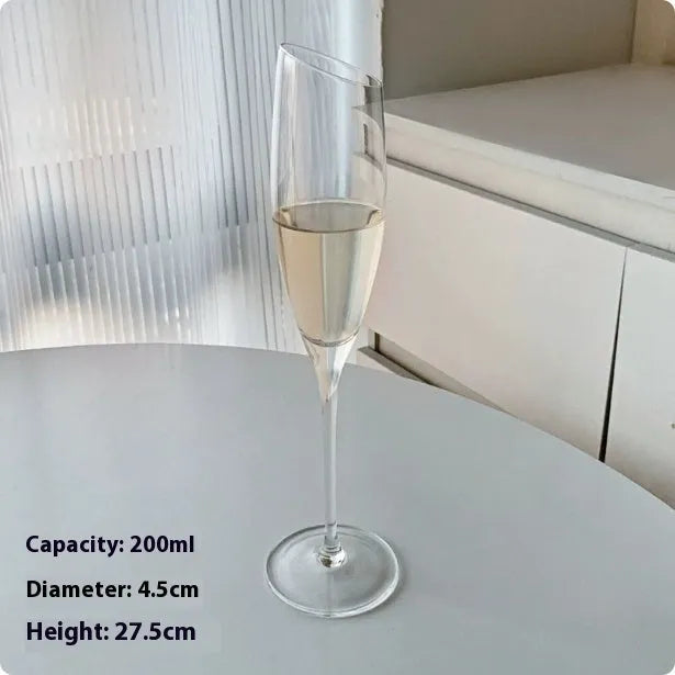 Clear crystal champagne goblet glass with tulip and flute options for wine and spirits
