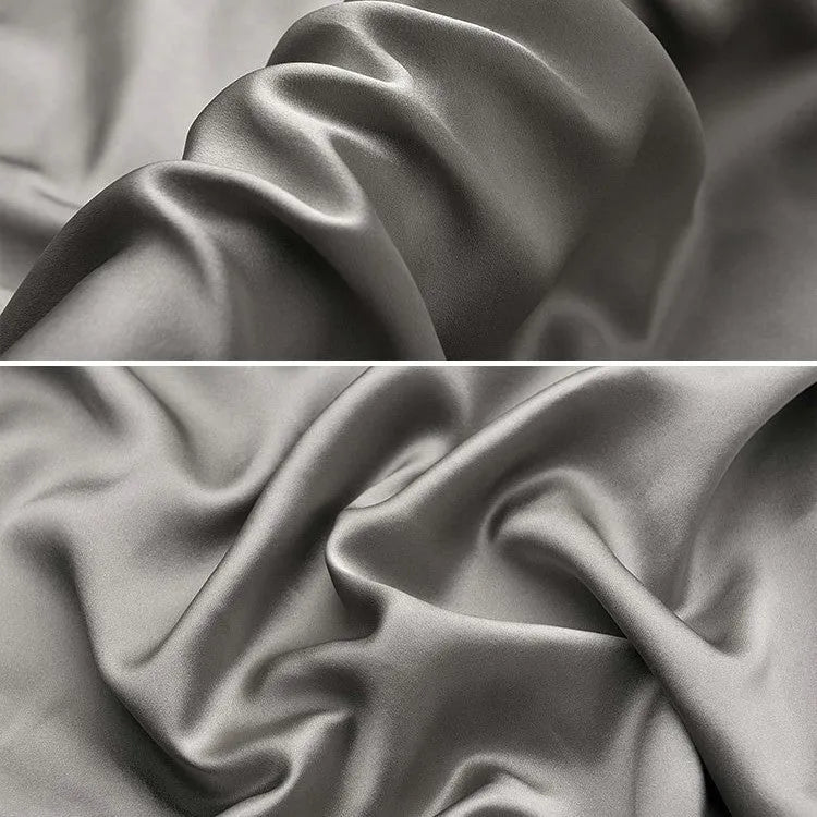 Dark grey mulberry silk envelope pillowcase showing fold-over closure design