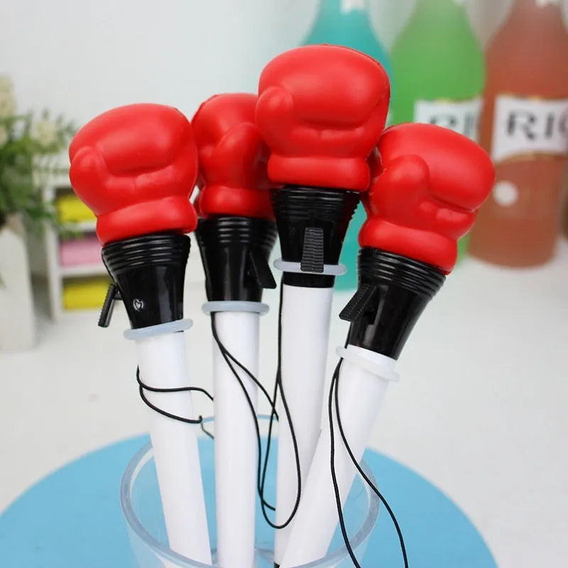 Four boxing press ejection pens with pressure relief mechanism and black ink refills