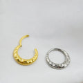 ASTM F136 titanium concave-convex carved nose ring in gold or silver colour, 1.2mm diameter