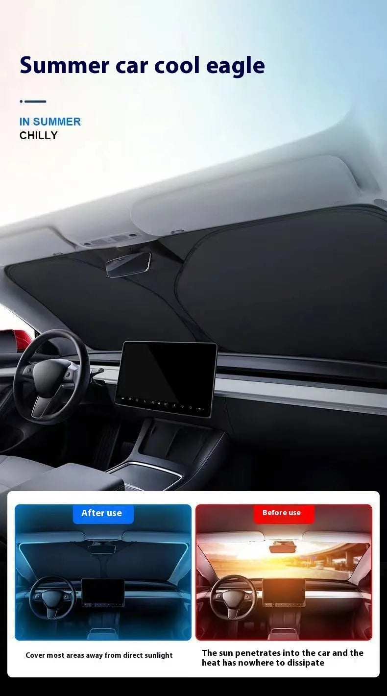 Titanium silver aluminium foil car sunshade for windscreen heat and UV protection.