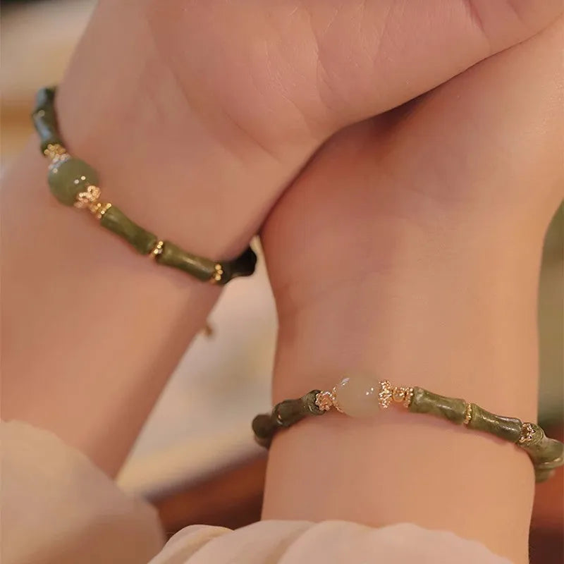 Hetian jade bracelet for women in dark green or light colour with geometric round design