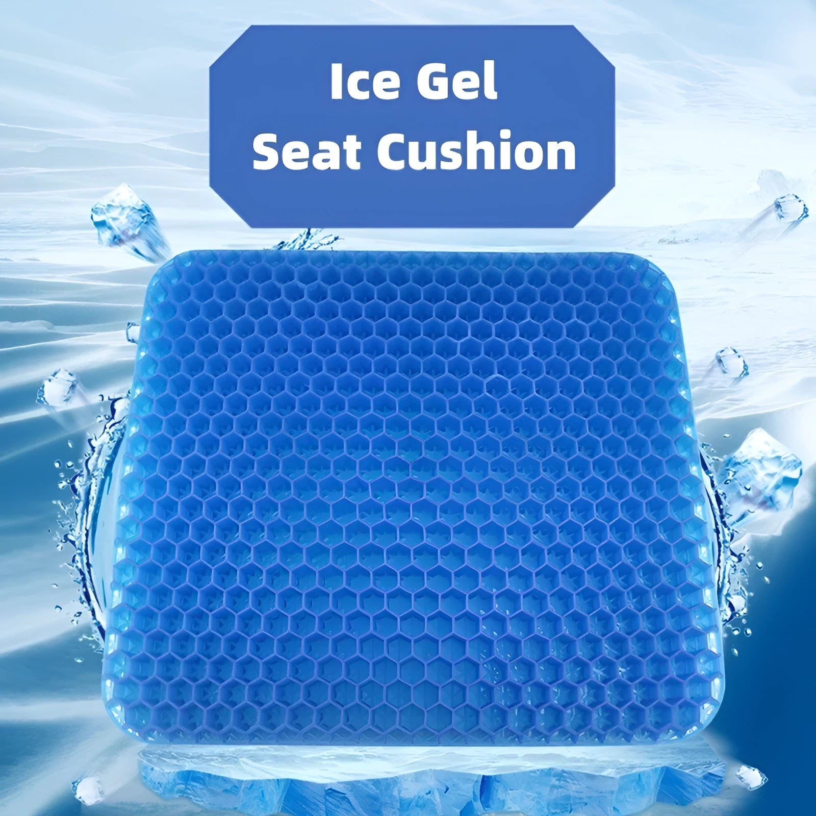 Summer gel seat cushion with honeycomb cooling design and double thick construction