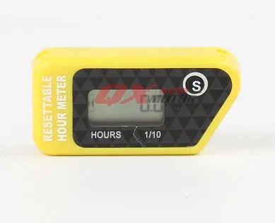 Black waterproof LCD electronic timer for ATV motorcycle motorboat and generator maintenance.
