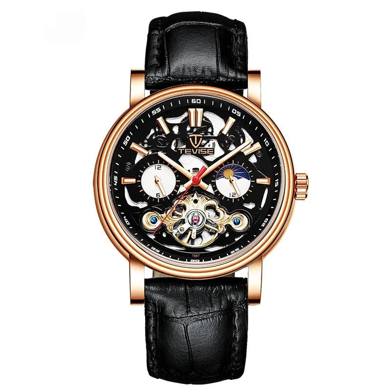Fashion Tourbillon Waterproof Luminous Mechanical Watch Body for men in 16.5mm thickness with rose black and white options
