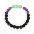 Dongling Long handmade stone bead necklace with alloy lotus pendant and matching bracelet.