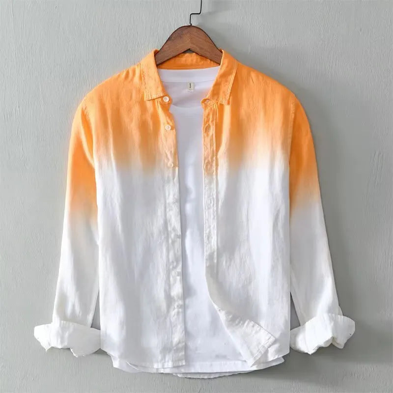 Slim fit loose top coat in yellow, light blue, or dark blue, made from polyester and hemp.