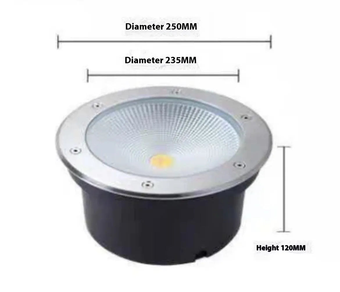Round LED COB underground light with stainless steel cover and aluminium body for outdoor garden installation