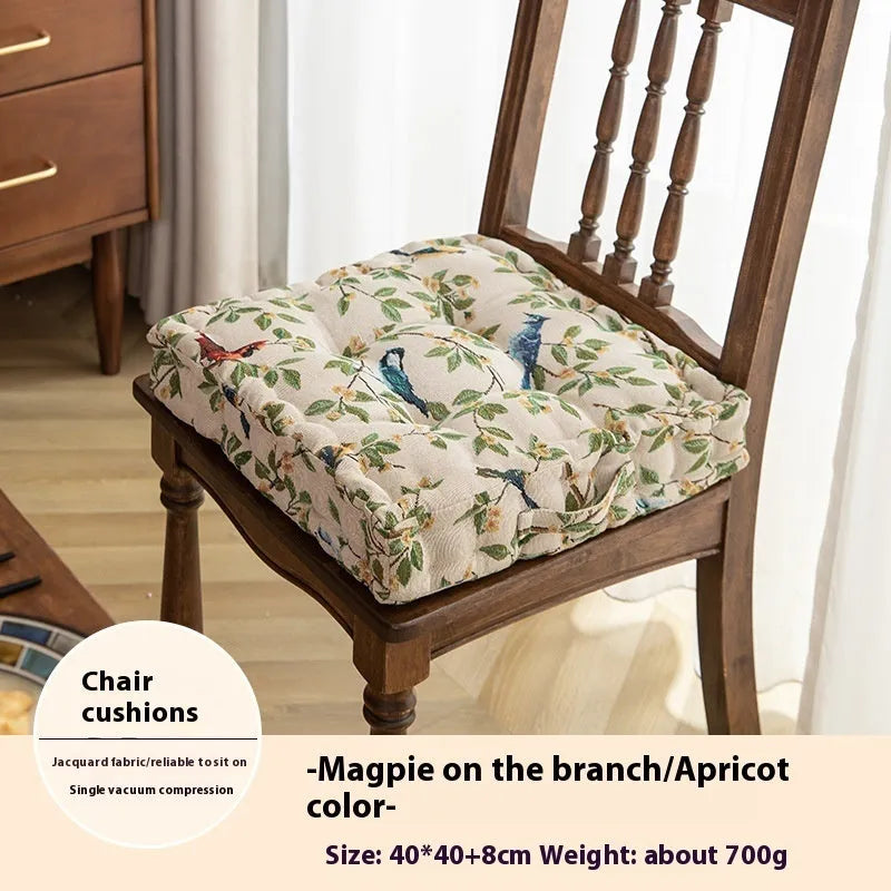 American dining chair cushion with plant pattern in apricot colour, 40×40×8cm with waist support