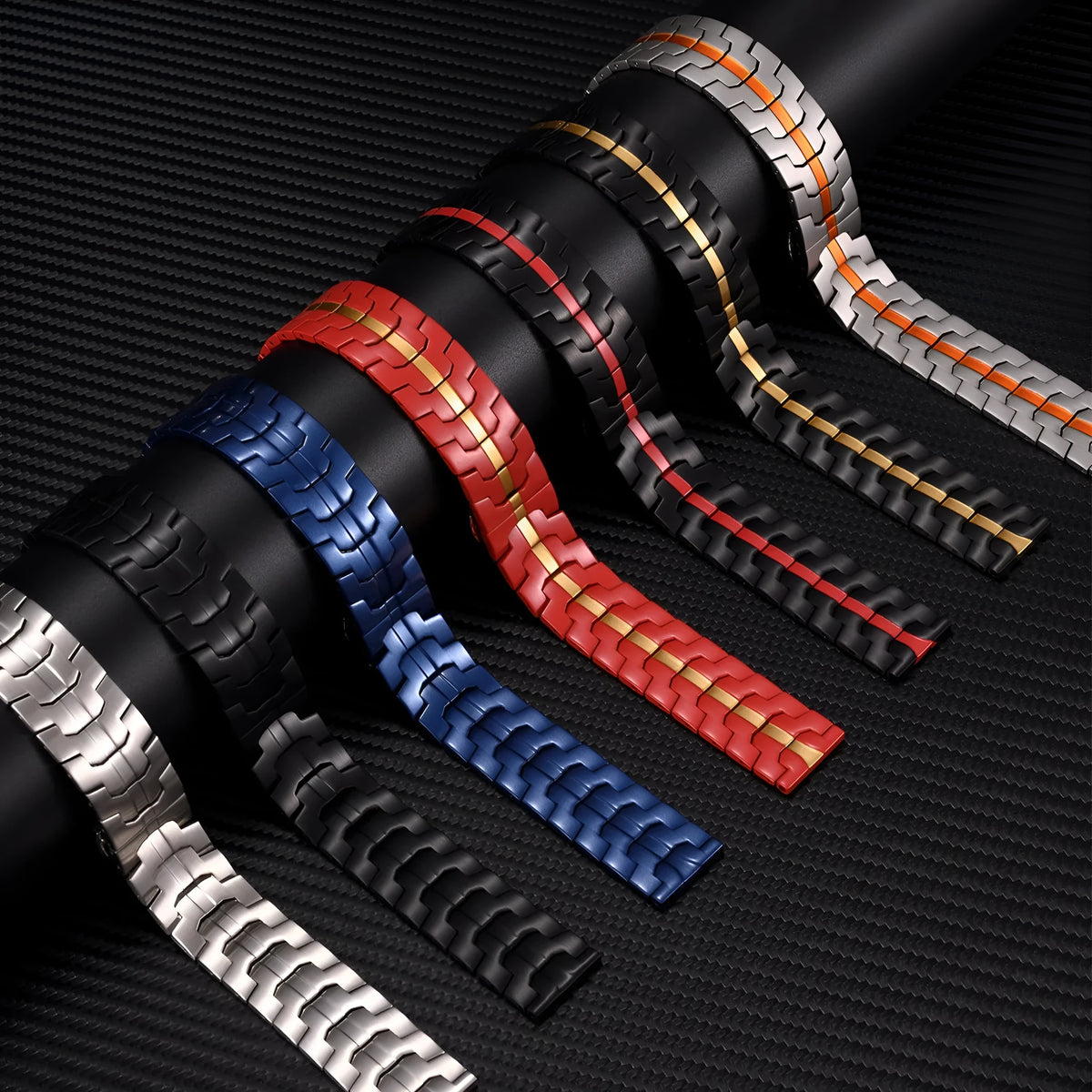 Stainless steel watch band for Samsung Galaxy Watch 7, 6, 5 in silver, black, blue and other colour options