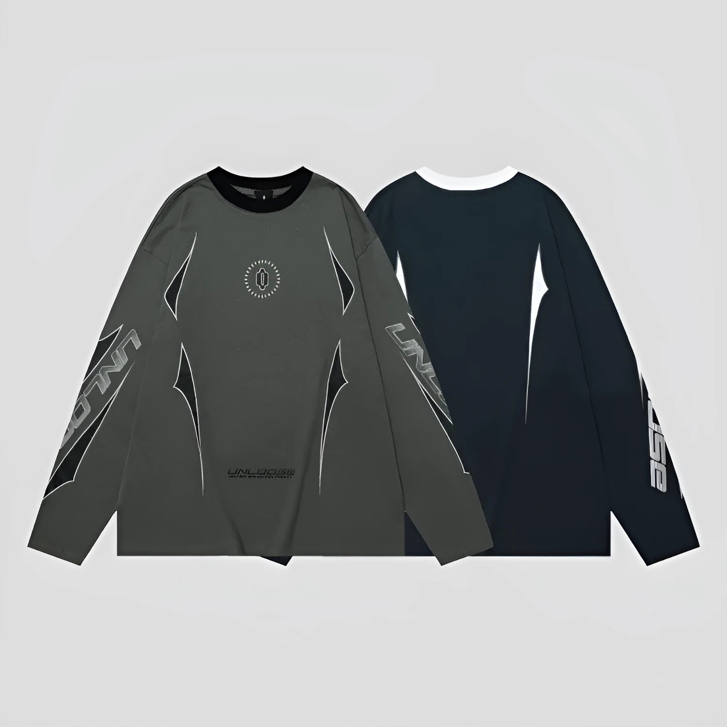 Grey cotton men's pullover sweatshirt with drop shoulder sleeves and loose fit