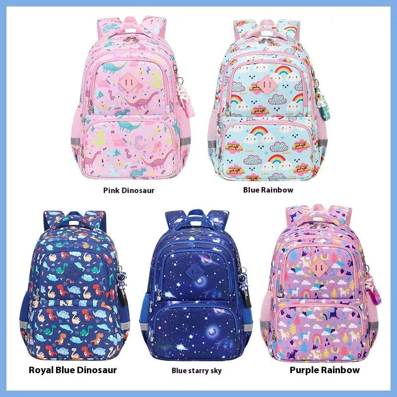 Children's waterproof school backpack in Oxford cloth with curved shoulder straps and spine protection feature