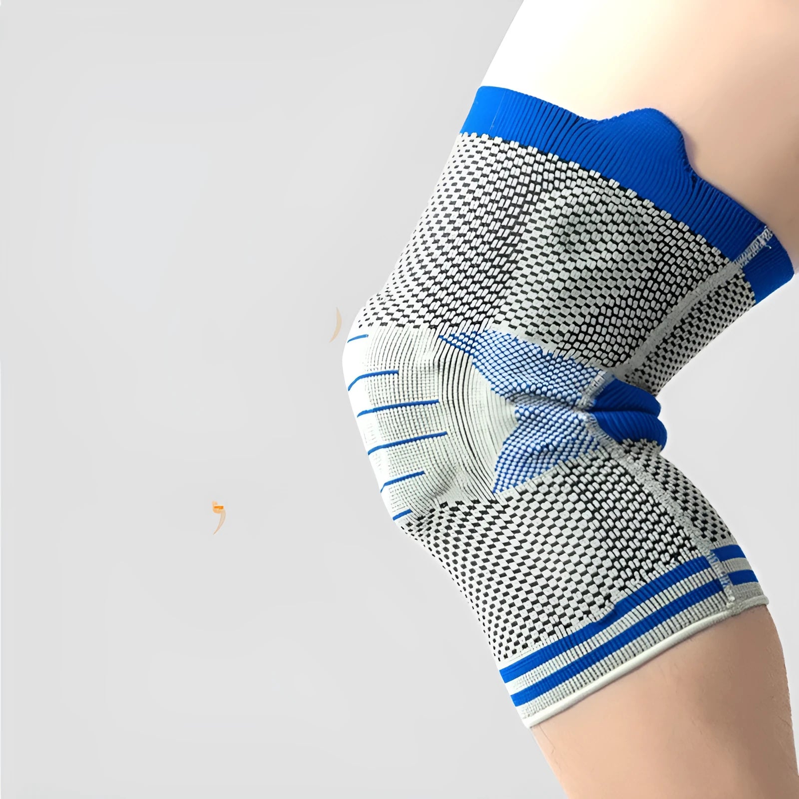 Cotton knee pads with silicone massage spring bar in black and blue colour combination