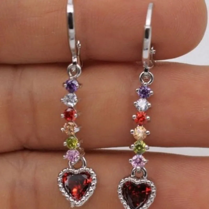 Women's heart-shaped alloy earrings in gold and silver electroplated colour options