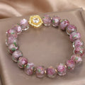 Purple glass bracelet with coloured glaze and electroplated finish, original design women's jewellery, single piece