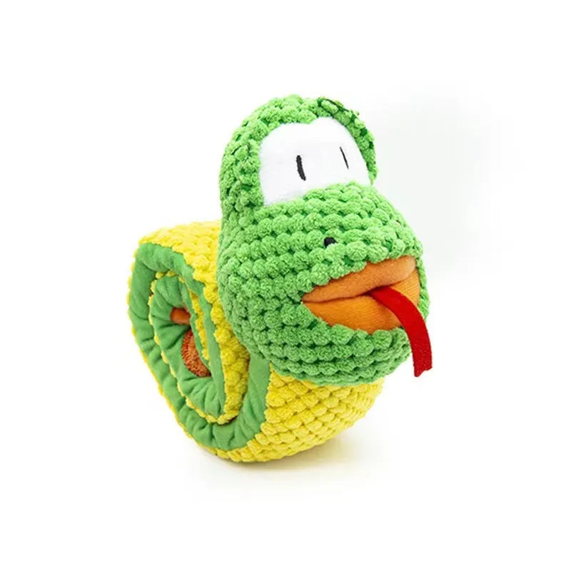 Squeak dog toy with snuffle puzzle design for foraging training in frog snail snake options