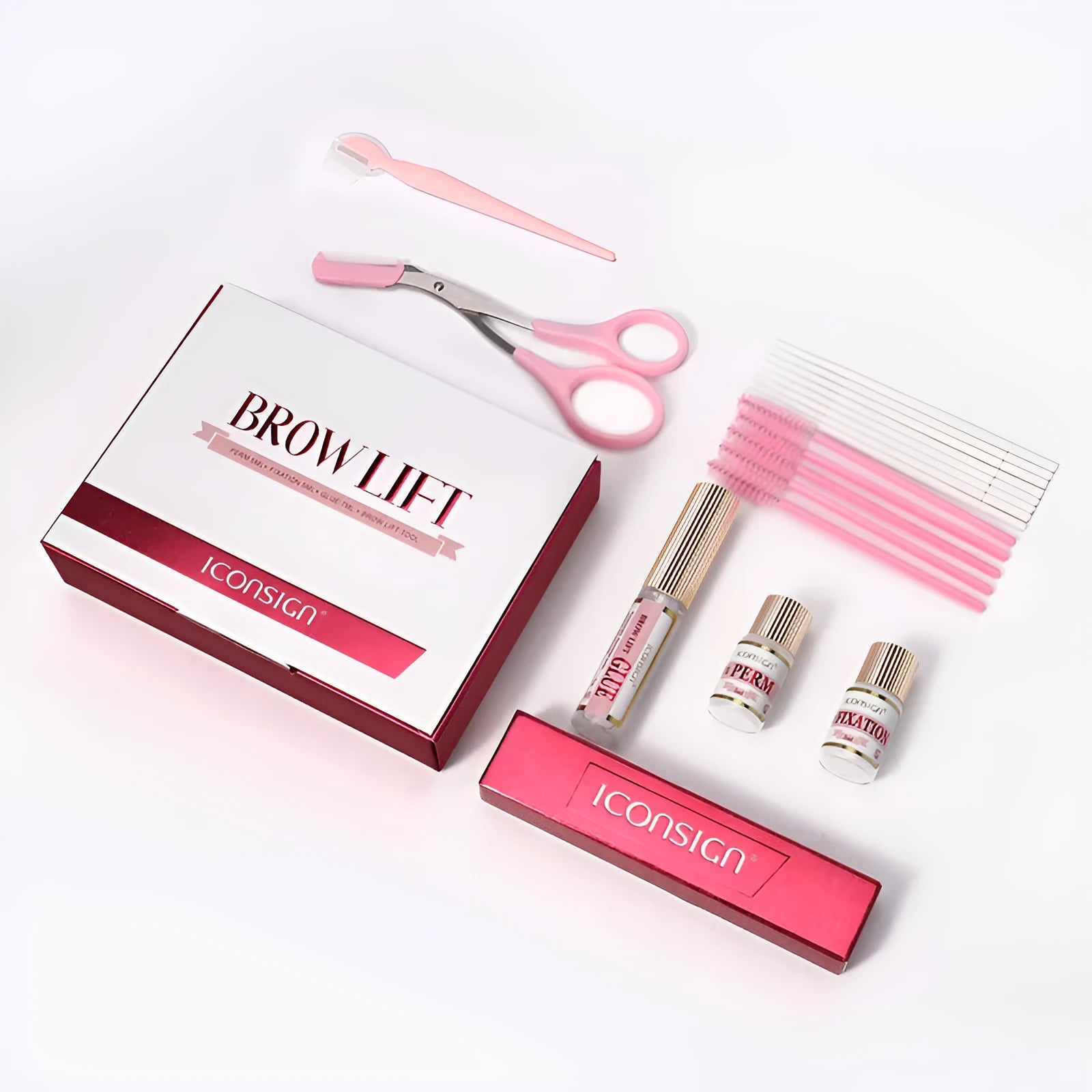 Pink eyebrow scalding suit keratin treatment kit with eyebrow perm set for permanent brow shaping