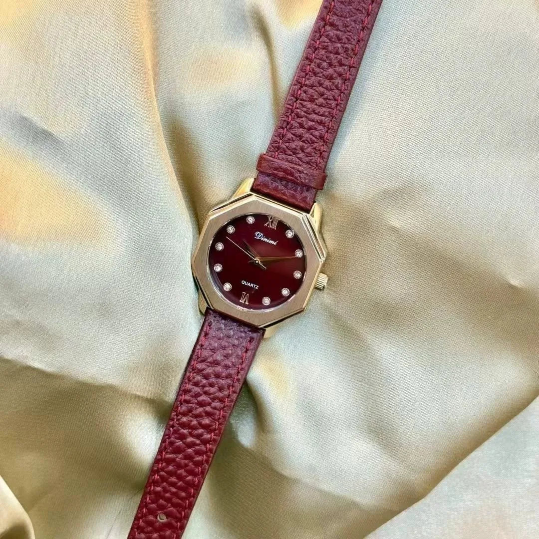 Alloy Ankela women's watch with octagonal diamond and rose gold Chinese style design details