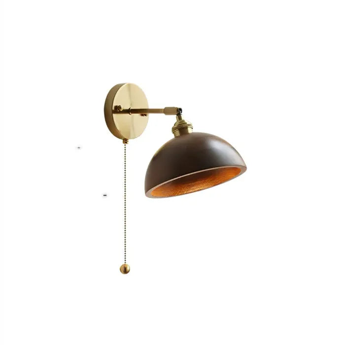 Nordic style wall-mounted bedside lamp in a wood colour finish.