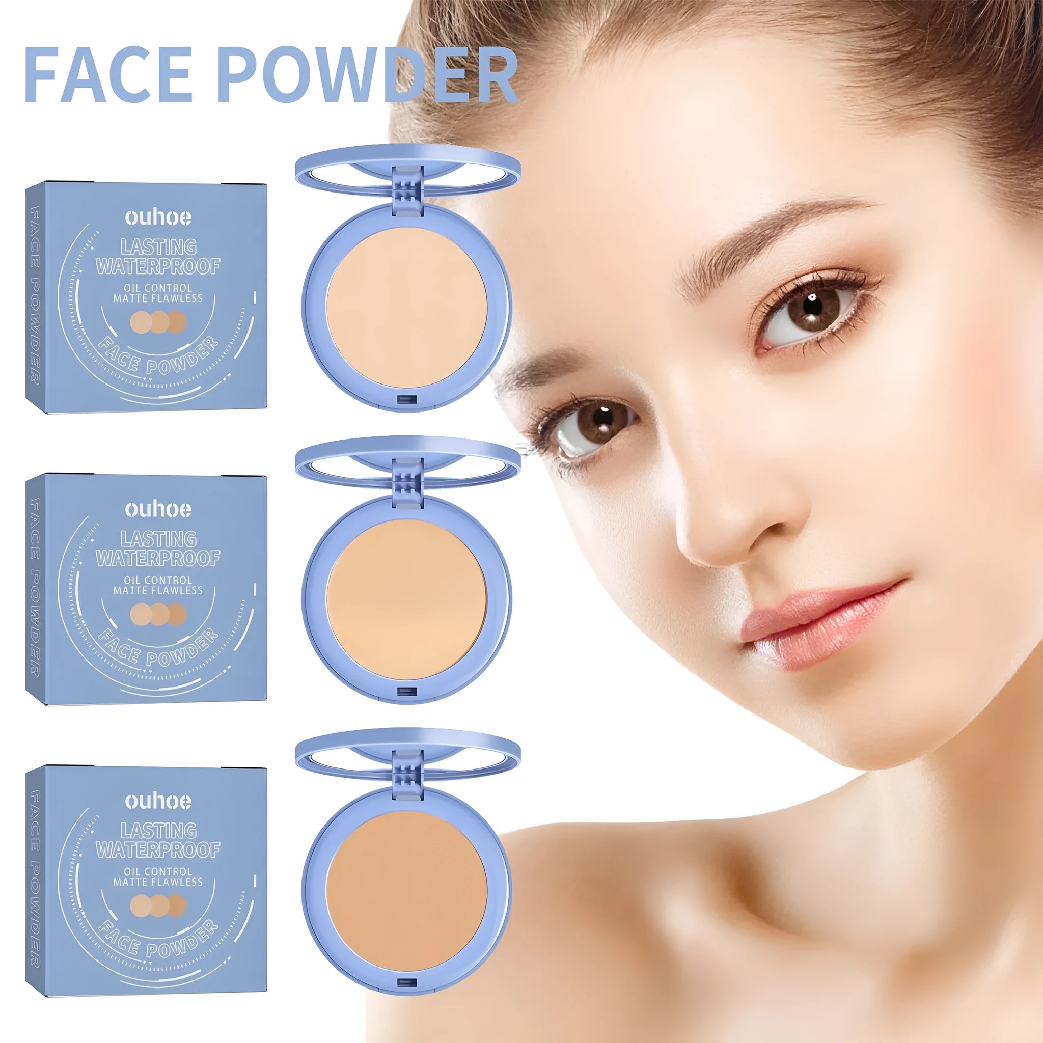 Natural finishing powder compact with 8g content in classic ivory, natural beige and pure beige colour options