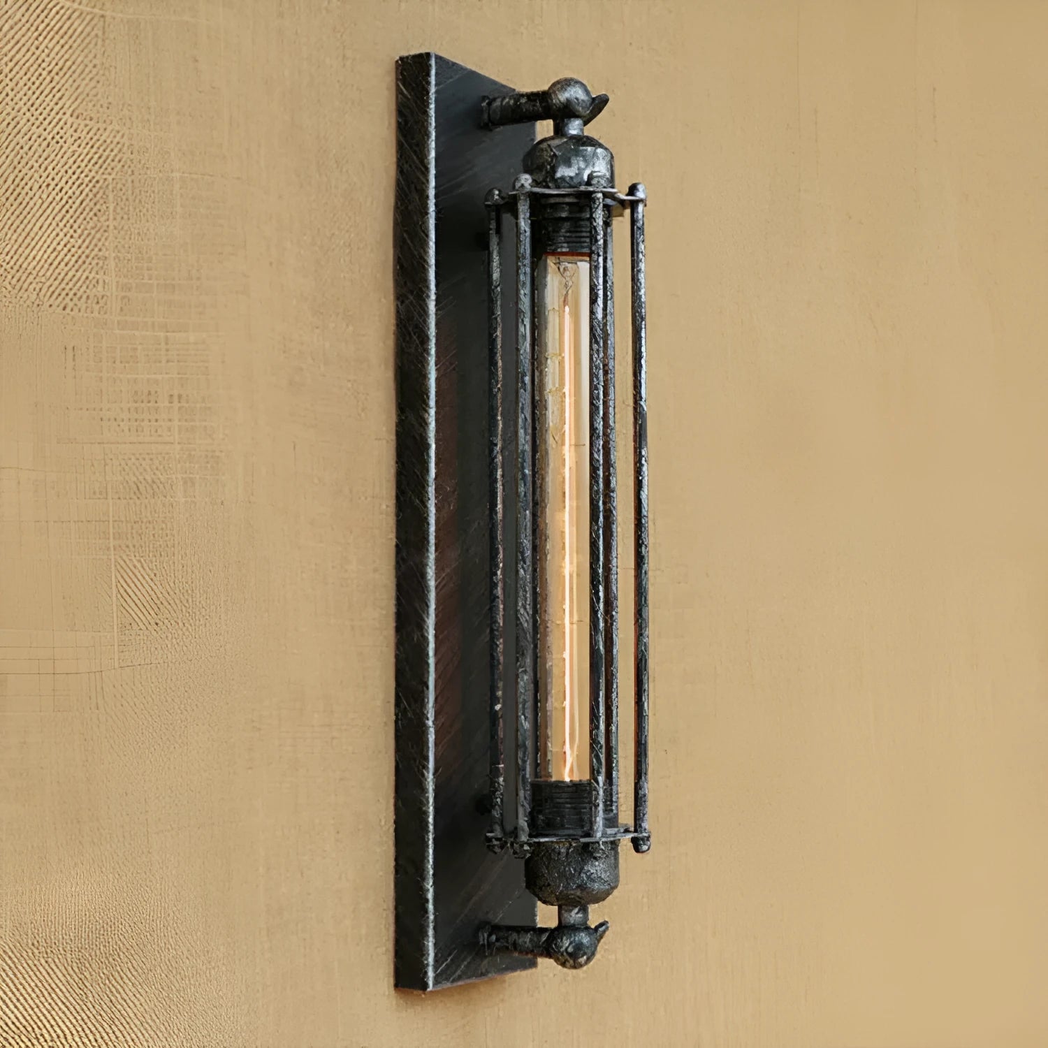 Industrial retro iron wall lamp in antique style with black bronze rust or silver finish