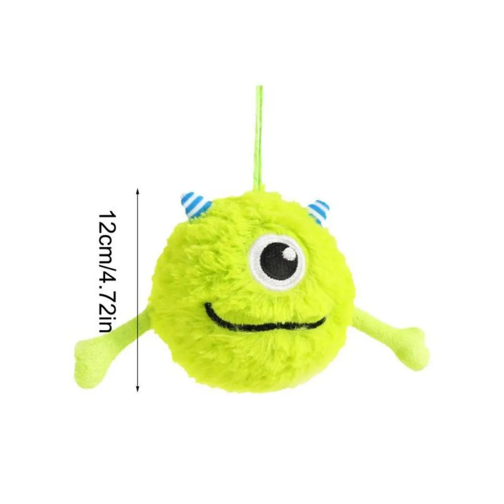 Green interactive dog ball toy with sound activation for teething puppies