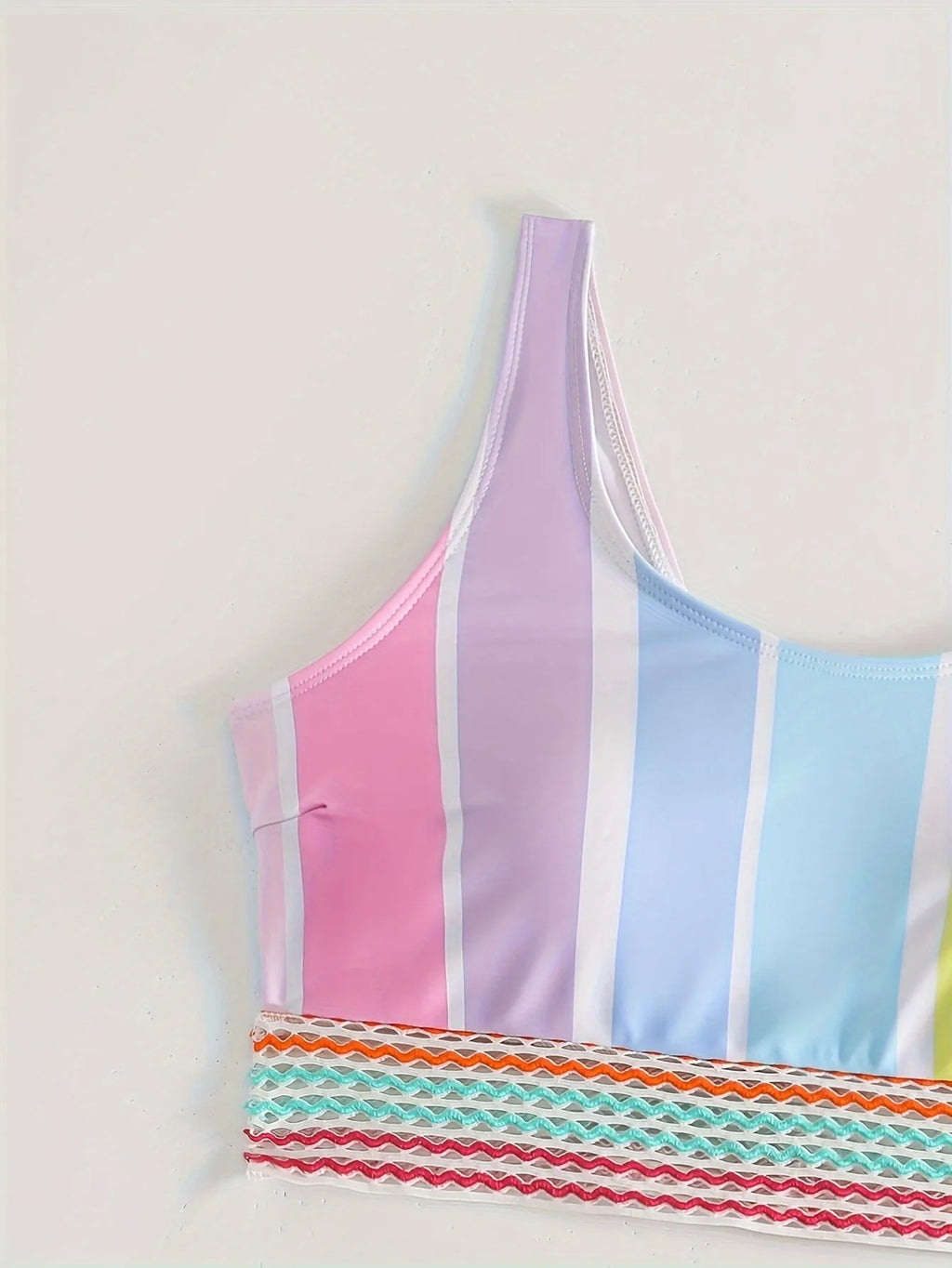 Women's striped two-piece bikini set for swimming and sports casual wear in picture colour.